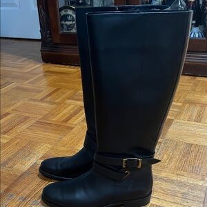 Burberry Black Leather Knee-High Boots